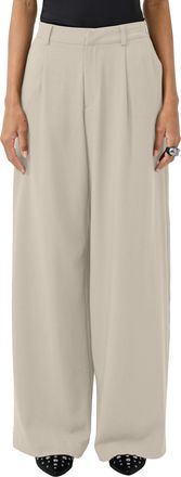 QS by s.Oliver Stoffhose QS, Damen, Gr. 34, L&auml;nge 30, beige, Web, Obermaterial: 81% Polyester, 15% Viskose, 4% Elasthan, unifarben, loose fit lang, Hosen Stoffhose, 