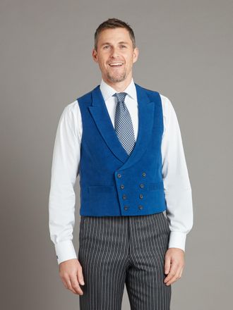 Oliver Brown Double Breasted Moleskin Waistcoat - Navy