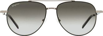 Ferragamo SF226S Double Bridge Pilot Sunglasses - Black