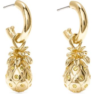 Kate Spade New York pineapple drop hoop earrings in Light Topaz at Nordstrom