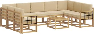 vidaXL Conjunto De Sof&aacute;s De Exterior 10 Uds. Y Beige Poli&eacute;ster Vidaxl