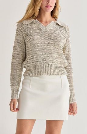 Crescent Marled Polo Sweater in White Melange at Nordstrom, Size X-Small