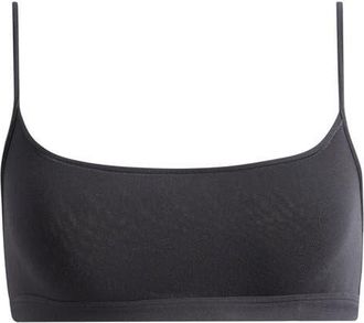 SKIMS Everyday Cotton Scoop Bralette in Onyx at Nordstrom, Size X-Small