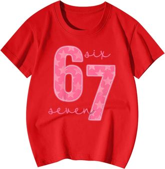 Generic 67 Shirt Kids 67 Fun Meme Gen Alpha Slang T-Shirt for Boys and Girls Color Printing