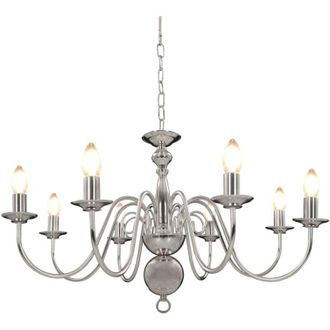vidaXL Lampadario Argento con 8 Lampadine E14 - Vidaxl