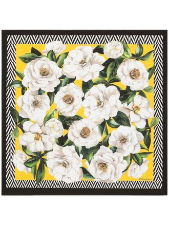 Dolce & Gabbana Sjaal met bloemenprint - Zwart