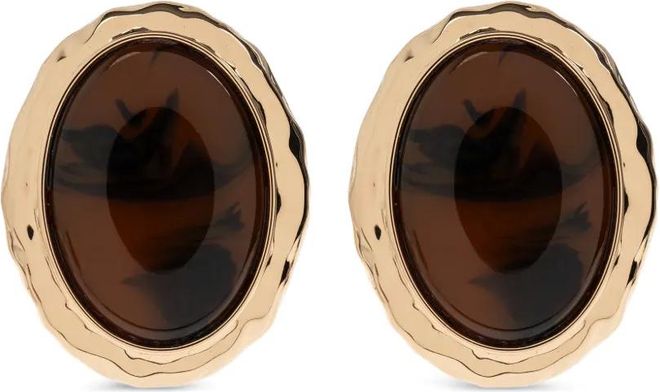 tortoiseshell round-shape earrings - Gold