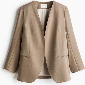 H&M Kragenloser Blazer - Beige