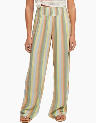 O'Neill Womens ONeill Womens Johnny Smocked Waist Trousers - Multi Must Haves Stripe - Size: 12