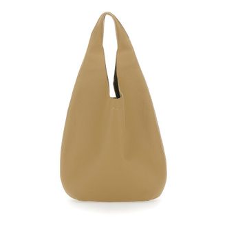 A.P.C. Le Neige Beige Shoulder Bag with Logo Embossed on the Front in Crinkled Leather for Women Cow