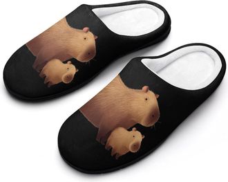 Generic Cute Capybara Mens House Slippers Memory Foam Washable Cotton Slip on Home Shoes