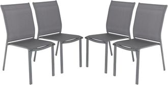 Sweeek Silla de jard&iacute;n apilable de aluminio y textilene, set de 4, antracita