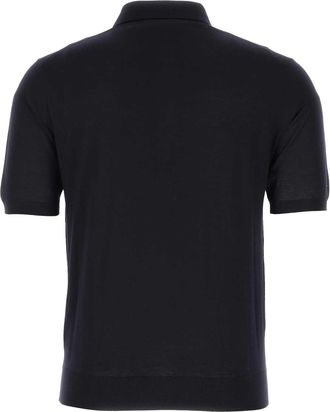 Prada Mens Midnight Blue Wool Polo Shirt F0svf T-shirts And Polos