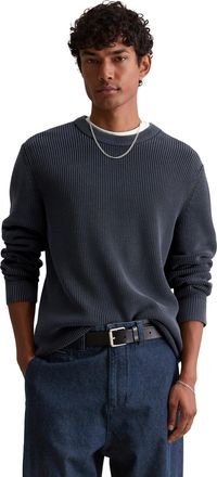 Marc O'Polo Denim Rundhalspullover MARC OPOLO DENIM loose fit mit speziellem Farbeffekt, Herren, Gr. XXL, true navy, Strick, Obermaterial: 100% Baumwolle, loose fit, Ru