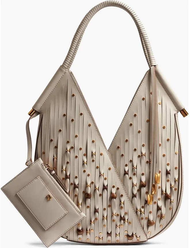 Baldwin Beaded Lasercut Mini Shoulder in Sand at Nordstrom