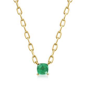 Ross-Simons Emerald Paper Clip Link Necklace in 18kt Gold Over Sterling