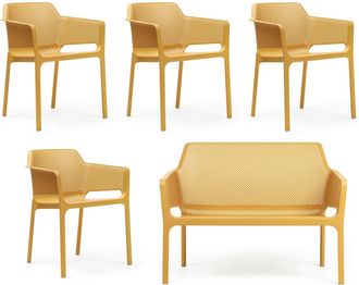 Nardi Net Bank + 4x Net Armlehnstuhl, senape