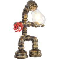 OEM L&aacute;mpara De Mesa Estilo Tuber&iacute;a De Agua - L&aacute;mpara De Mesa Industrial Vintage - L&aacute;mpara De Mesa Steampunk De Hierro - L&aacute;mpara De Mesita De Noche Retro P
