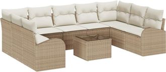vidaXL Garden Sofa Set 10 pcs Beige Poly rattan Vidaxl