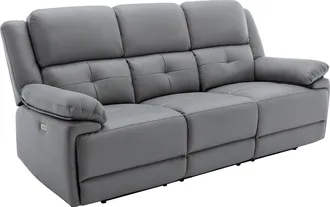 Vente-Unique Sof&aacute; relax el&eacute;ctrico de 3 plazas de tela gris DOLENE