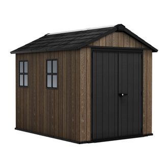 Keter Apex 759/975 - Caseta De Jard&iacute;n 287x246x230 Cm 2 Puertas Para Almacenamiento De Herramientas Acabado Efecto Madera Evotech+ En Resina Marr&oacute;n Y Negra
