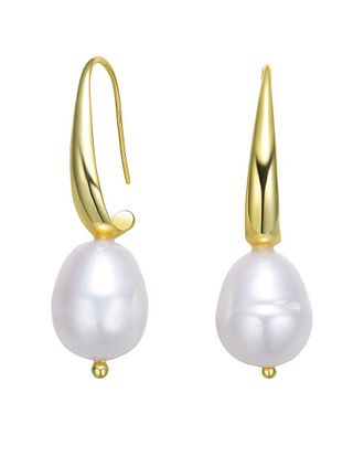 Genevive 18K Over Silver 13Mm Freshwater Pearl Earrings