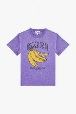 Ganni Purple Vintage Wash T-shirt - Size XS Organic Cotton