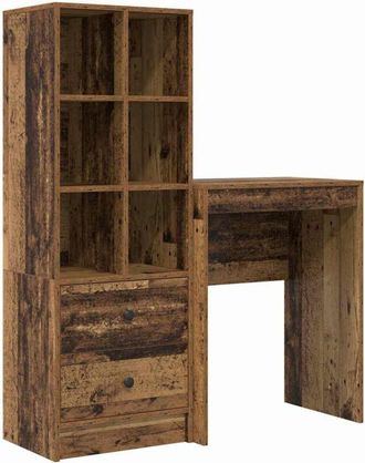 vidaXL Escritorio Con Almacenamiento Con Caj&oacute;n 2 Pcs Madera Vieja Vidaxl