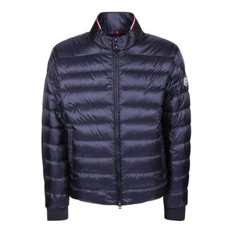 Moncler Jassen, Heren, Blauw, S, Nylon, Rigel Korte Donsjas