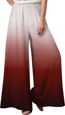 Generic Summer Beach Palazzo Trousers for Women - Boho Floral Printed High-Waist Wide-Leg Pants,Casual Outings, Beach Vacations & Everyday Comfort Red