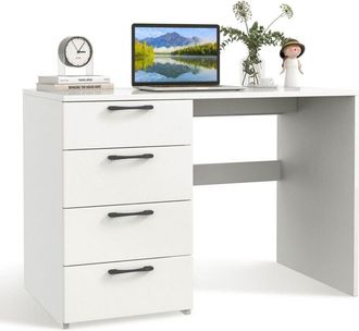 Costway Costway - 4 Drawers Computer Desk Modern Writing Desk Compact Laptop pc Table Workstation