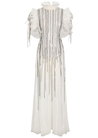 Aje Aje Clara Bead-embellished Chiffon Maxi Dress - Ivory - 14 (UK14 / L)