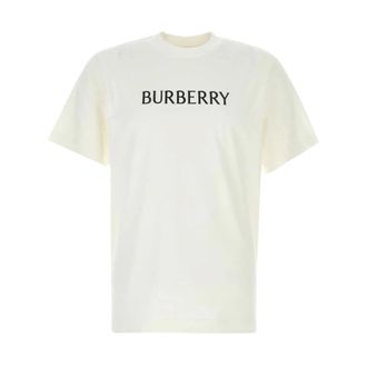 Burberry T-Shirts, male, White, Size: S Logo Cotton T-shirt