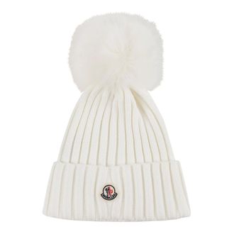Moncler Accessoires, Dames, Wit, ONE Size, Wol, Tricot Muts