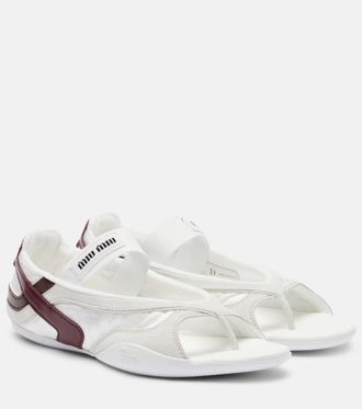 Miu Miu Gymnasium leather-trimmed thong sandals