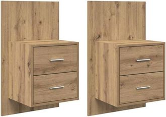 vidaXL Wall-mounted Bedside Cabinet with Drawer 2 pcs Artisan Oak vidaXL