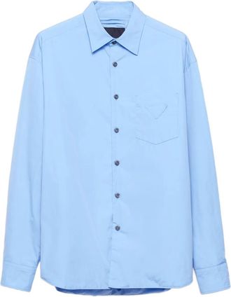 Prada Polo in cotone con logo triangolo - Blu