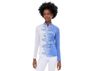 Jamie Sadock Sunsense Positive Negative Long Sleeve Quarter Zip Womens Clothing : XL, Polyester/Spandex