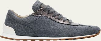 Brunello Cucinelli Suede Knit Slip-On Sneakers