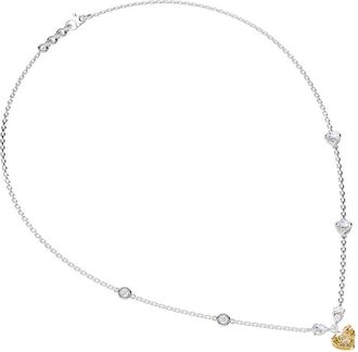 Diamond2Deal 14k White Gold 3 Ct Heart Shape Lab Grown Diamond Station Pendant Necklace 18 VS1