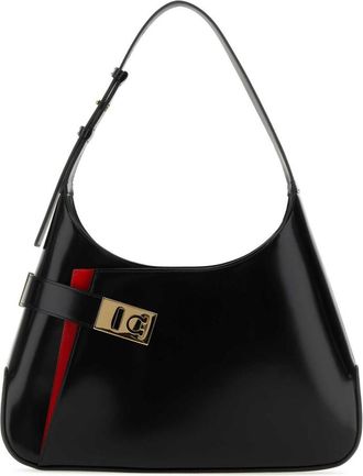 Ferragamo Black Arch Large Shoulder Bag