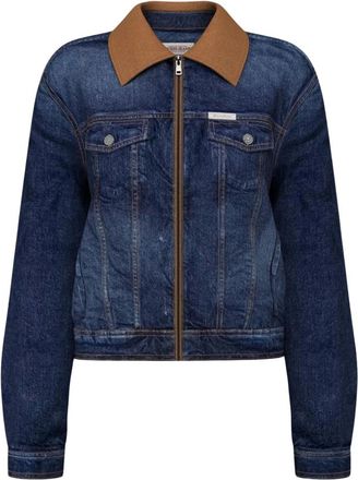 Guess Chaqueta vaquera con cuello de contraste - Jackets - Mujer - Azul - XS