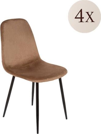 Dmora Dmora - Juego De 4 Sillas Pismo, Sill&oacute;n Tapizado En Terciopelo, Silla De Comedor Acolchada, Asiento Para Reuniones, 45x56h87 Cm, Arena