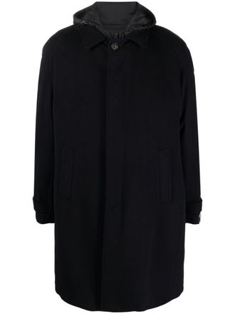 Corneliani Cappotto monopetto con cappuccio - Blu