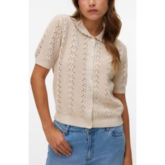 Vero Moda Daria Pointelle Cardigan in Oatmeal at Nordstrom Rack, Size X-Small