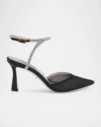 Badgley Mischka Kamilah III 80MM Crystal-Embellished Mesh Pumps