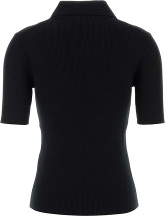 Jil Sander Womens Black Wool Polo Shirt Lana Vergine