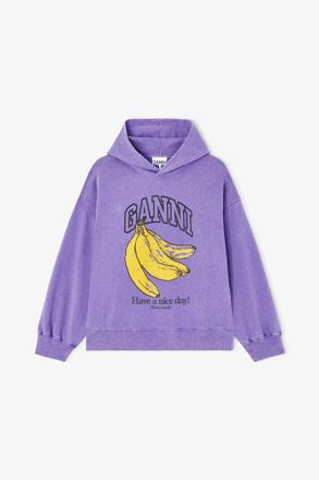 Ganni Purple Vintage Wash Hoodie - Size XXS Organic Cotton