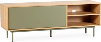 HOMN Mueble Tv 2 puertas color roble/verde