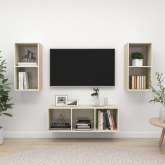 vidaXL Juego De Muebles De Sal&oacute;n 3 Pzas Madera Ingenier&iacute;a Roble Sonoma Vidaxl